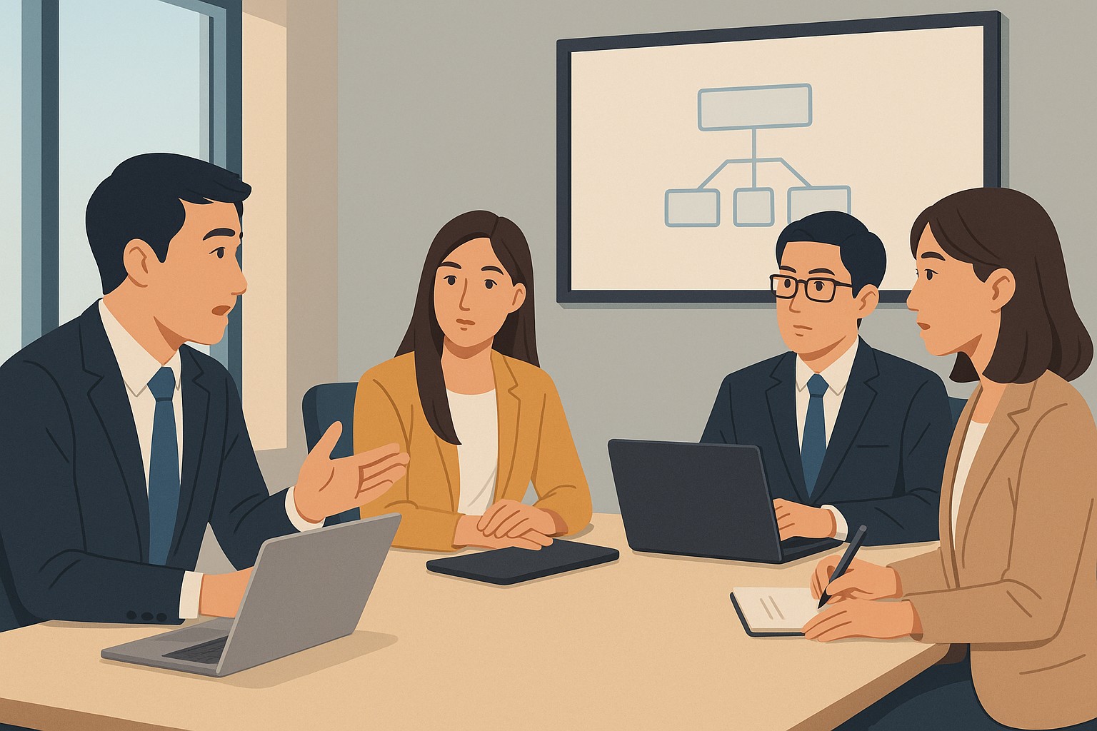 AIライティングツール法人向けイラスト会議