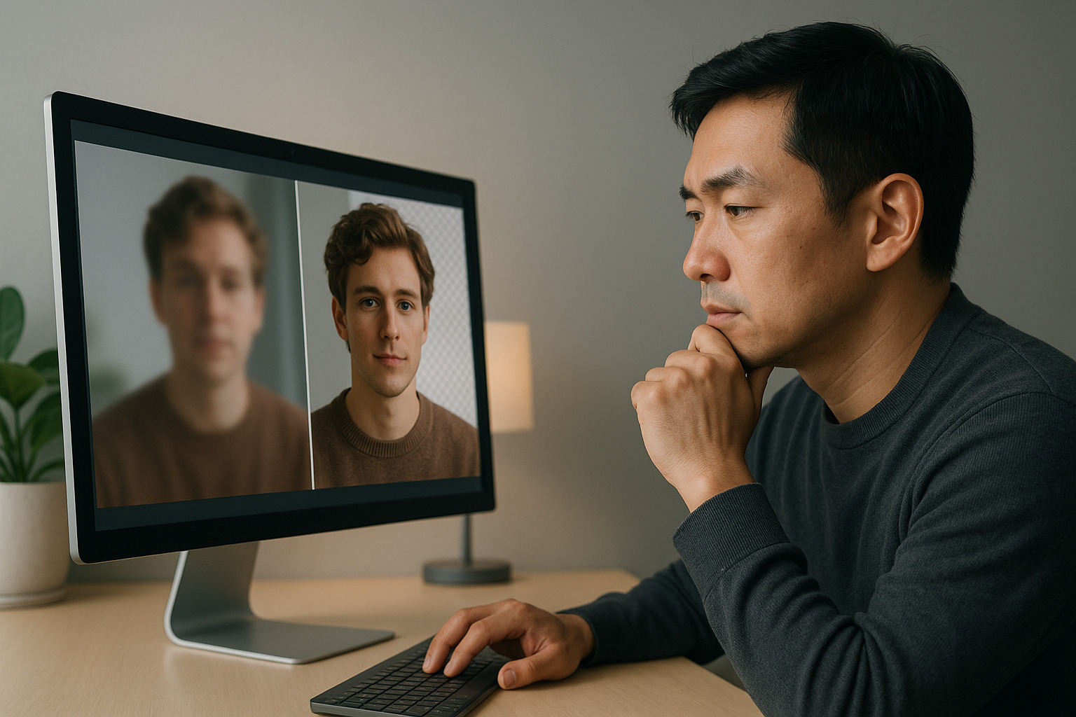Aiartyの評判を確認する男性