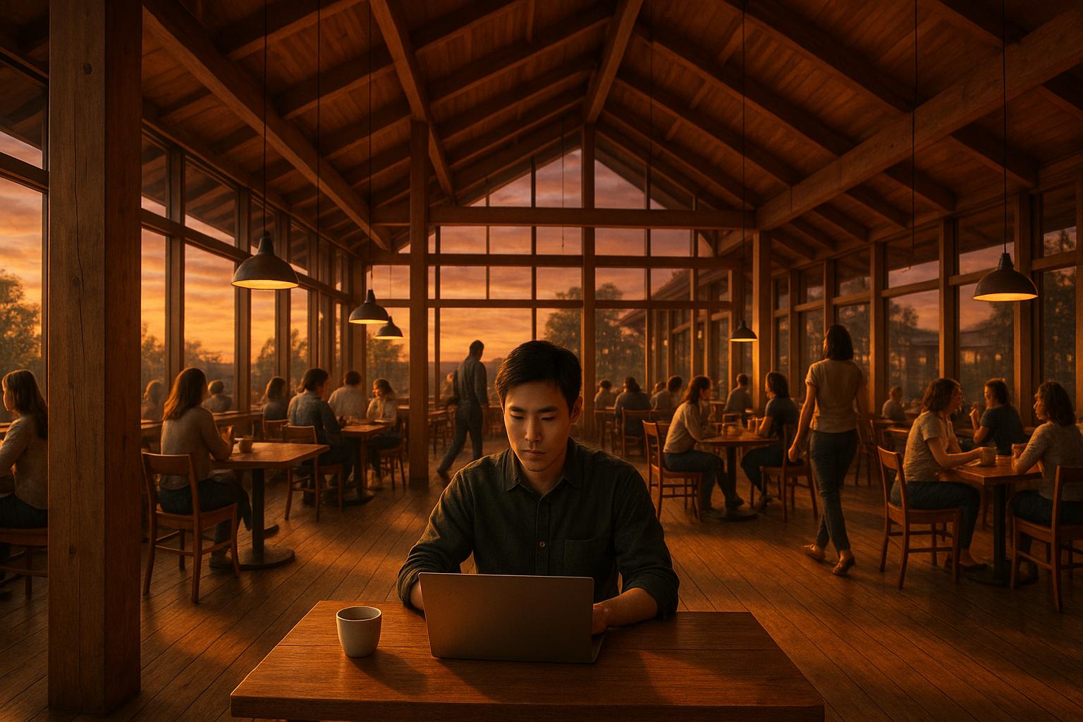 夕景カフェ作業